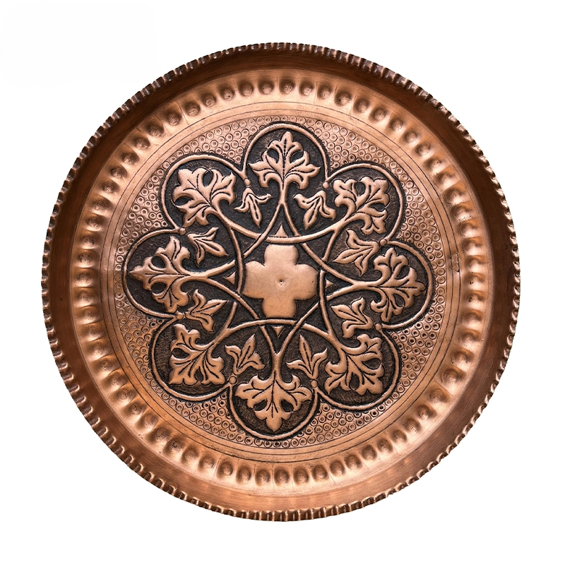 02-Fig leaf سینی قلم زنی مسی طرح برگ انجیر