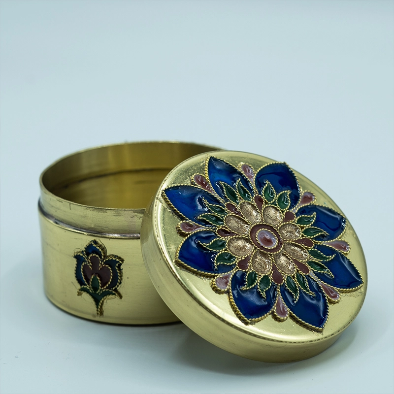 Handmade Enamel Brass Jewelry Box01 جعبه جواهرات برنجی میناکاری دست ساز