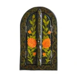 آینه دست ساز پاپیه ماشه با هنر مینیاتور گل و پرنده