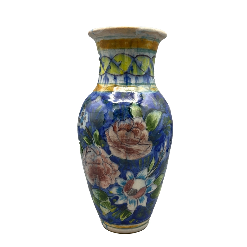 گلدان سرامیکی دست‌ ساز لاجوردی زیر لعابی