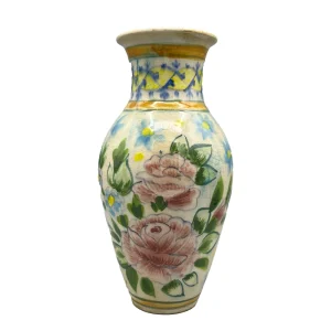 گلدان سرامیکی سفید دست ساز زیر لعابی