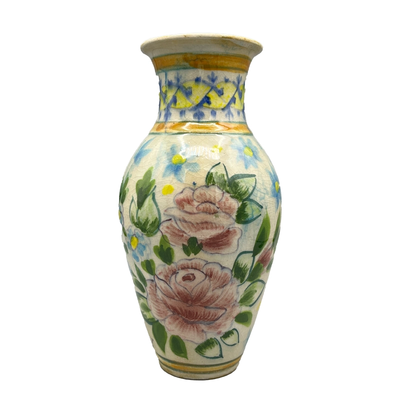 گلدان سرامیکی سفید دست ساز زیر لعابی