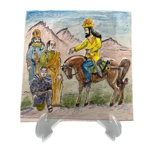 کاشی سرامیکی دست ساز نقش برجسته پیرزن و پادشاه