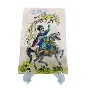 کاشی سرامیکی دست ساز نقش برجسته زال و سیمرغ