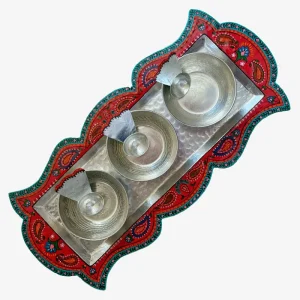 سینی مسی میناکاری با طرح سرو