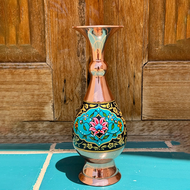 Handmade Copper Vase with Enamel Painting02 Handmade Copper Vase with Enamel Painting