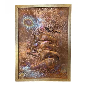 تابلو قلم زنی مسی طرح مسیر باد