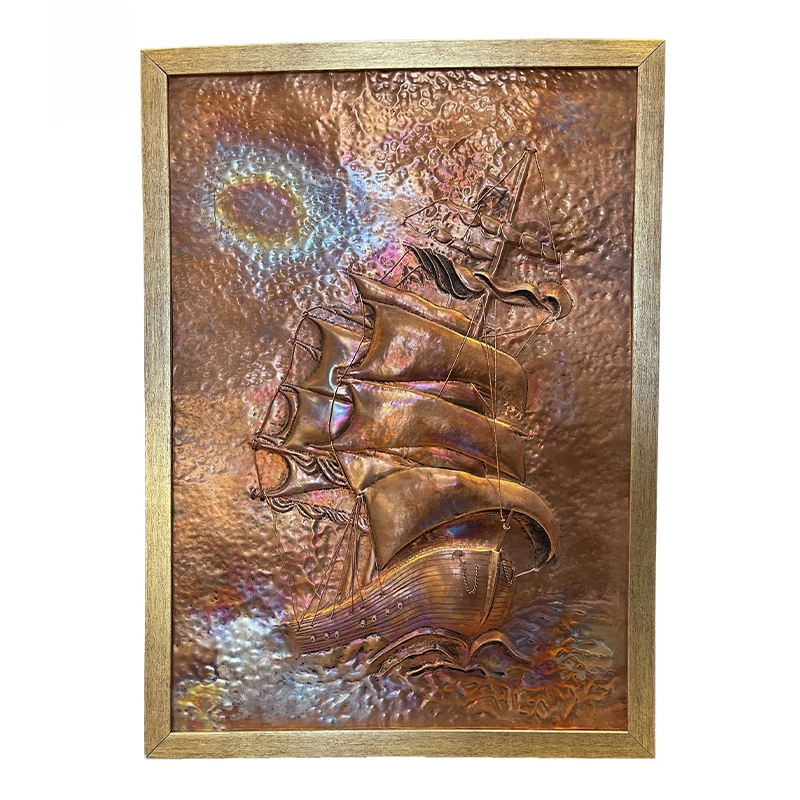 تابلو قلم زنی مسی طرح مسیر باد