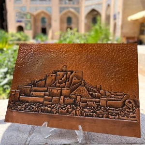 تابلو قلم زنی مسی طرح ارگ بم