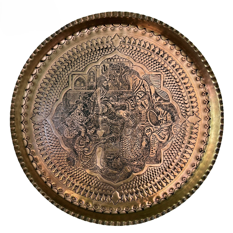 سینی قلم زنی مسی طرح مجلس بزم شاعرانه