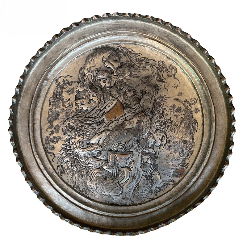 سینی قلم زنی مسی طرح قهرمانان شاهنامه