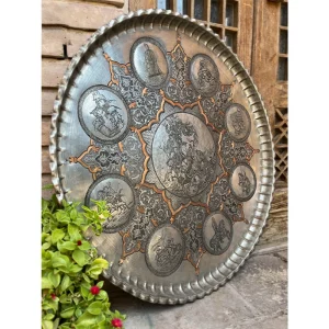 سینی قلم زنی مسی طرح اسطوره‌های ایرانی