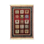 گلیم دستباف طرح چهل تکه قرمز تیره ایرانی