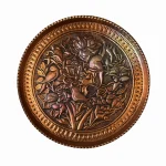 سینی قلم زنی مسی طرح گل و مرغ