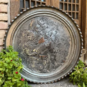 سینی قلم زنی مسی طرح قهرمانان شاهنامه