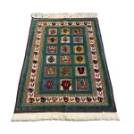 گلیم دستباف طرح خشتی سبز