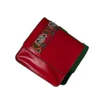 کیف چرمی دست‌ ساز پته‌ دوزی قرمز ظریف