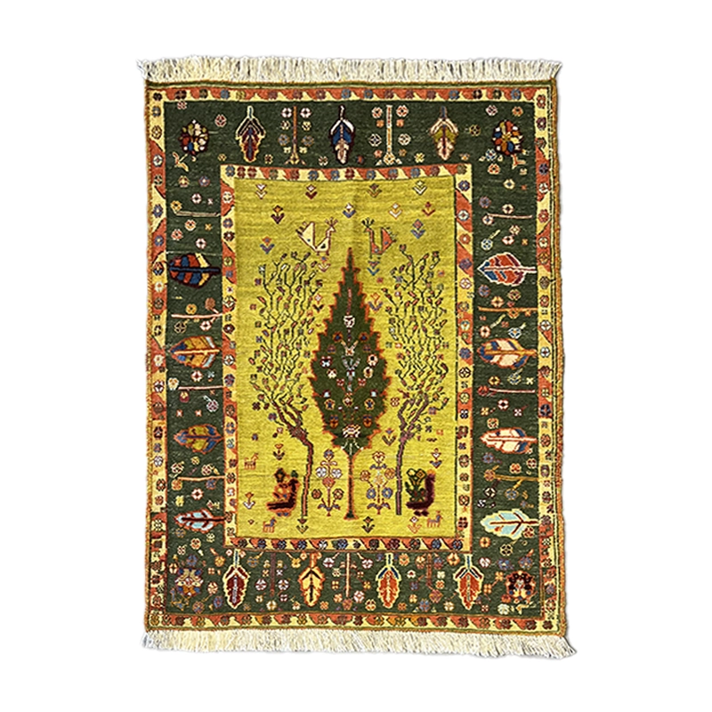 گلیم دستباف سبز طرح درخت زندگی