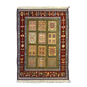 گلیم دستباف خشتی با طرح هندسی