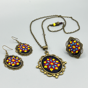 ست زیورآلات دست ساز طرح شکوفه