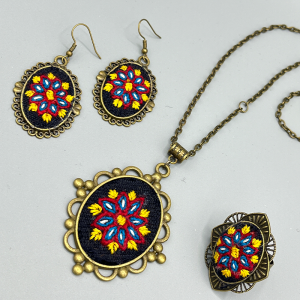 ست زیورآلات دست ساز طرح شکوفه