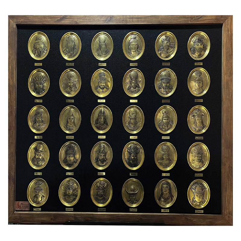 تابلو قلم زنی برنجی نقوش سکه‌های ساسانی