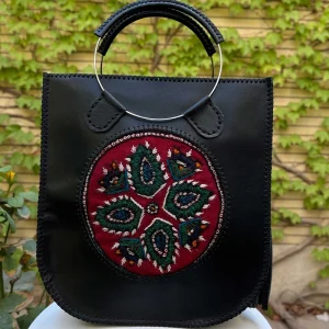 کیف چرمی دست‌ ساز پته‌ دوزی طرح غروب
