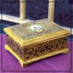 جعبه دست ساز چوبی با نقاشی مینیاتور طرح گل