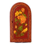 آینه دست ساز پاپیه ماشه دردار طرح گل و مرغ