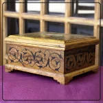 جعبه دست ساز چوبی با نقاشی مینیاتور طرح گل
