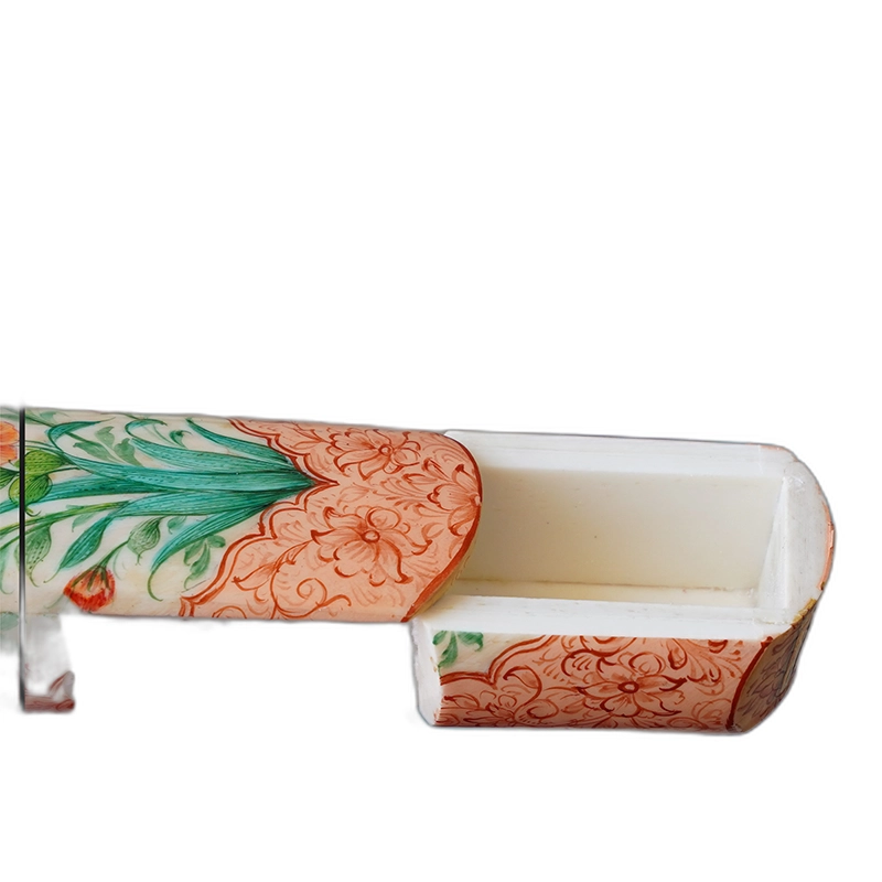 قلمدان دست ساز استخوان شتر با نقاشی مینیاتور گل و مرغ