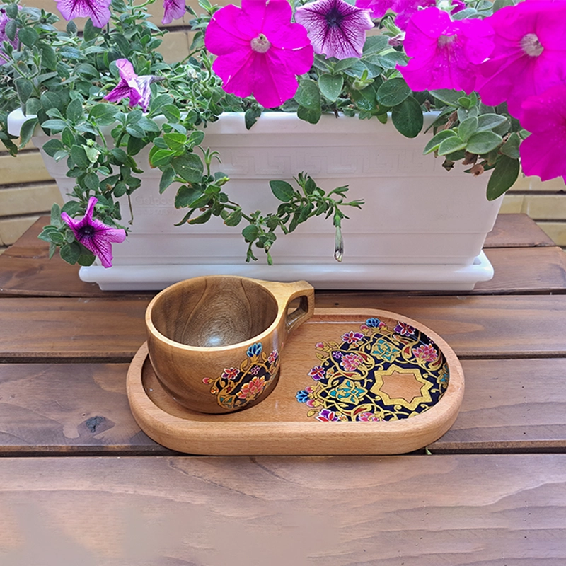 Hand-Painted Anargol Tea Set01 ست چای خوری چوبی دست ساز طرح انارگل