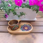 ست چای‌ خوری چوبی دست‌ ساز طرح انارگل