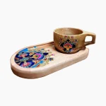 ست چای‌ خوری چوبی دست‌ ساز طرح انارگل