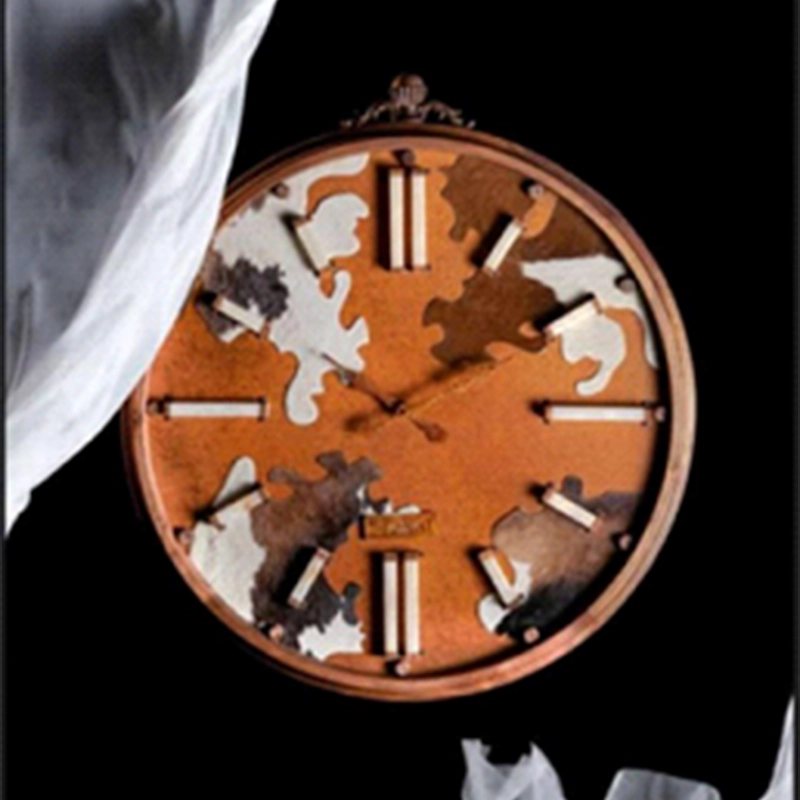 Handmade CrystalHorse Wall Clock with Rusted Iron and Rare Stone Inlays ساعت دیواری دست ساز طرح اسب کریستالی