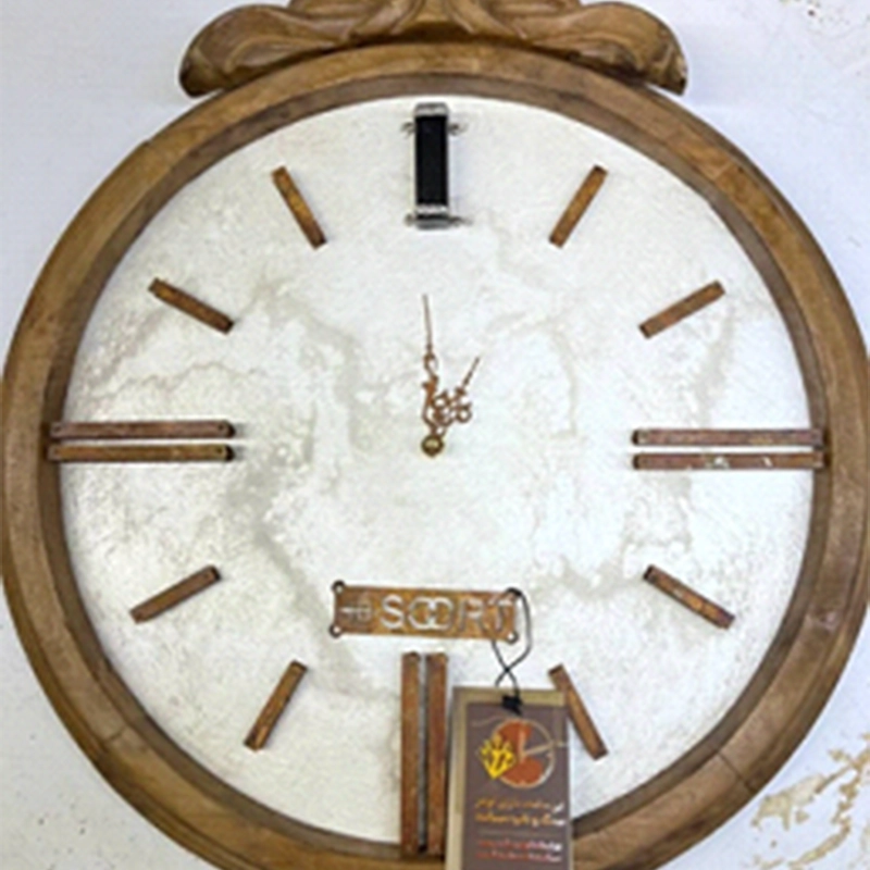 Handmade IronGem50 Wall Clock with Quartz Stone and Agate Accents ساعت دیواری دست ساز مدل جواهر آهنی ۵۰ با سنگ کوارتز
