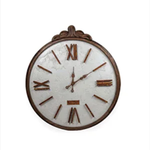 ساعت دیواری چوبی سفید دست ساز با سنگ کوارتز طبیعی