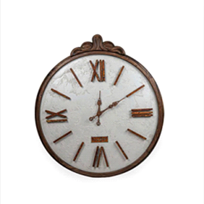 Handmade WhiteWoodenFrame Wall Clock with Quartz Stone and Double Iron Numerals ساعت دیواری چوبی سفید دست ساز با سنگ کوارتز طبیعی