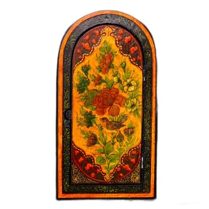 آینه دست ساز پاپیه ماشه طرح مینیاتوری گل و مرغ