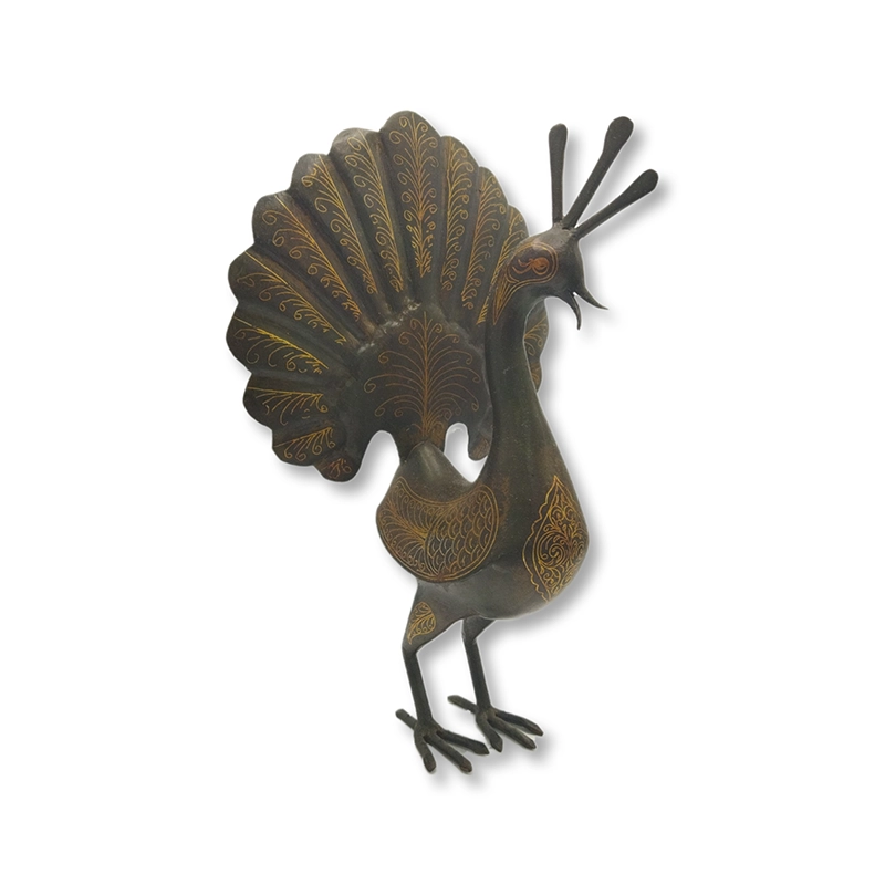Silver-Damascened-Peacock01 مجسمه دست ساز طاووس فلزی نقره کوب