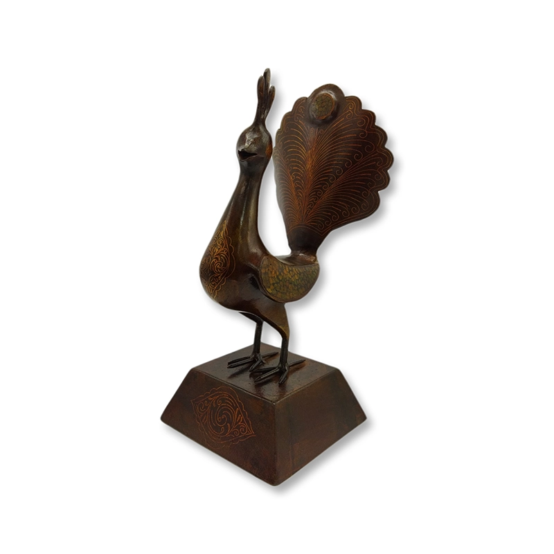 Turquoise-and-Silver-Damascened-Peacock01 مجسمه دست ساز طاووس فیروزه کوب و نقره کوب