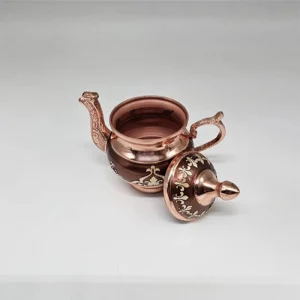 قوری مسی معرق کاری طرح اسلیمی طلایی