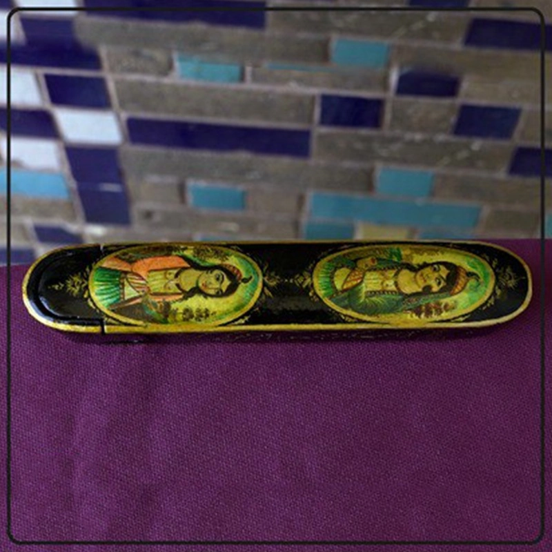 قلمدان دست ساز پاپیه ماشه با طرح سنتی قاجاری