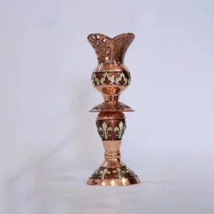 شمعدان مسی معرق کاری طرح زرین