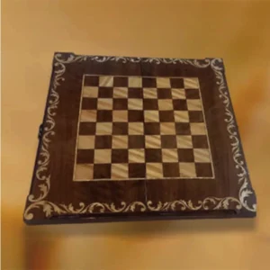 تخته‌ شطرنج معرق کاری با چوب طبیعی و طرح اسلیمی