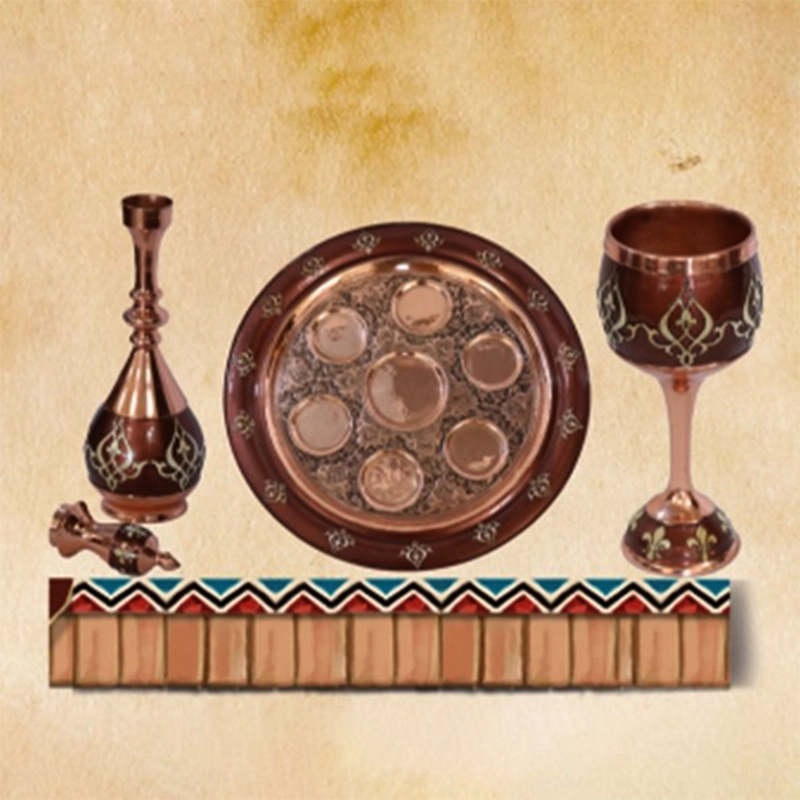 traditional-design-copper-mosaic-syrup-set ست شربت خوری مسی معرق کاری طرح سنتی