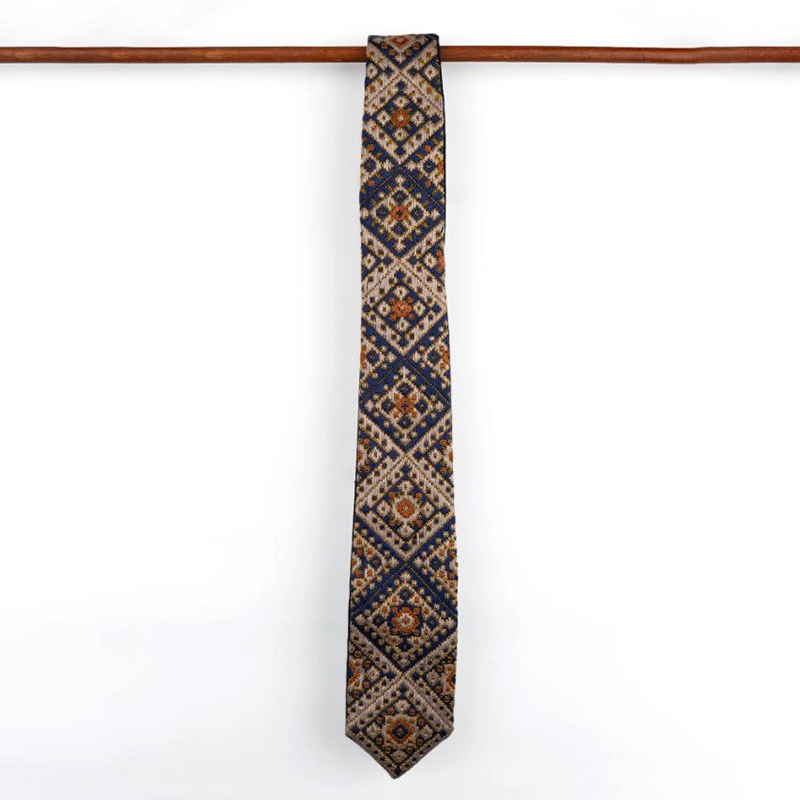 4 کراوات سوزن دوزی بلوچی طرح هندسی لوزی