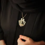 گردنبند دست ساز برنج و سنگ جاسپر اقیانوسی