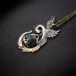 گردنبند دست ساز برنج و عقیق سبز