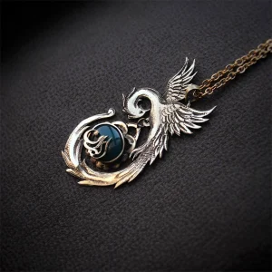 گردنبند دست ساز برنج و عقیق سبز